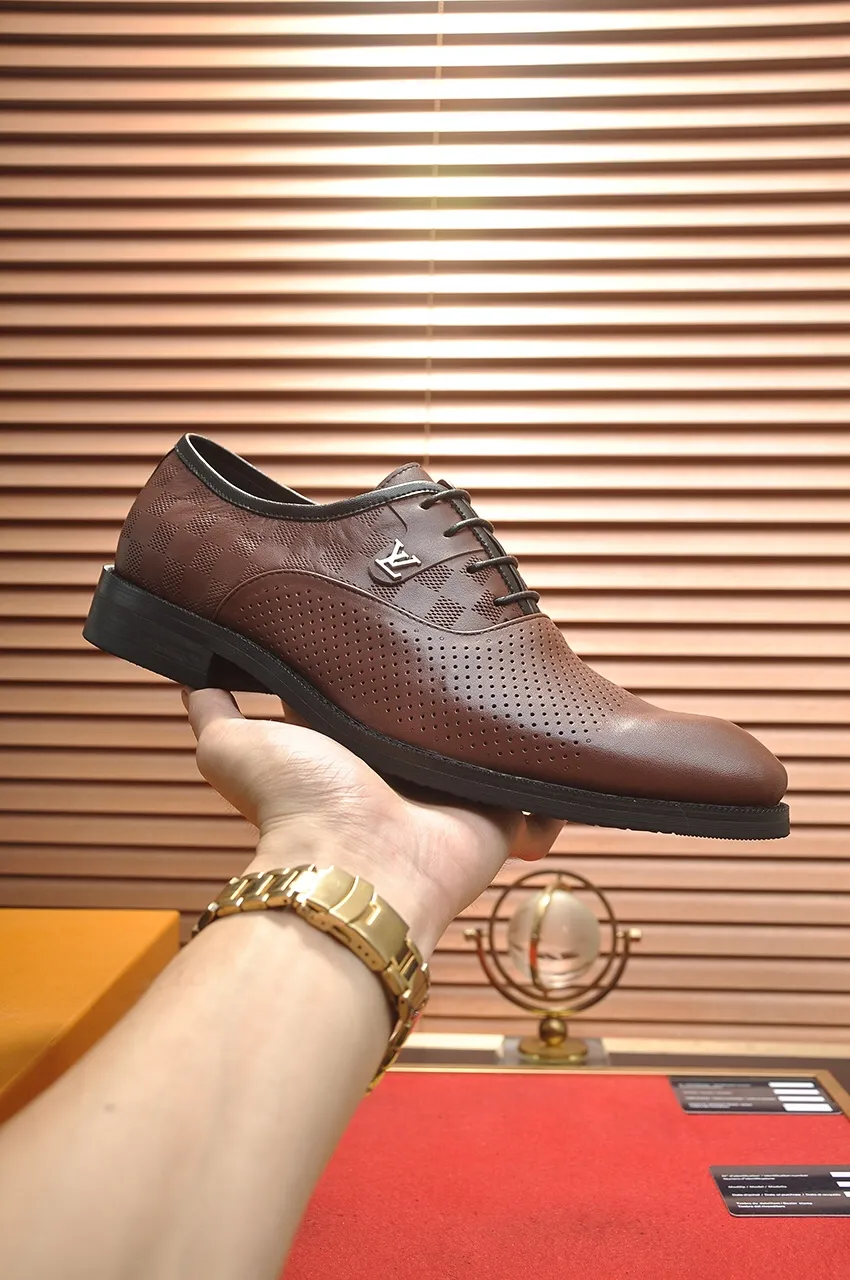 Men's shoes💰460💶【LOUIS VUITTON】(sheepskin lining) new cowhide LV formal shoes🎩🎩❗️🆘made one to one at the counter🎩original quality, imported cowhide upper➕full sheepskin lining➕original rubber outsole, {high quality visible}👣Size: 38-45 (45 custom-made)